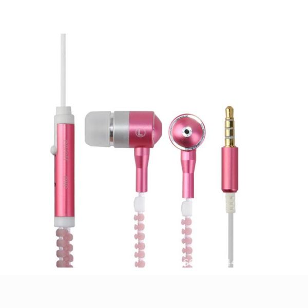 Glowing Zipper Headset Glow in The Dark Metal Earphones Earbuds with Mic Luminous Light Stereo Handsfree Earpiece