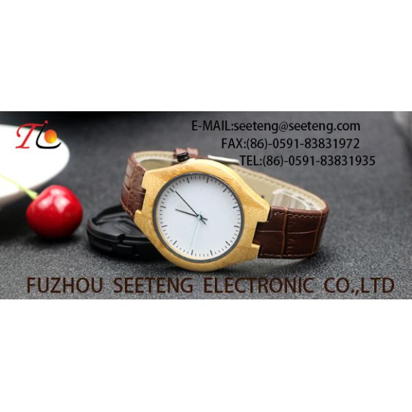wholesale Pu watch wooden watches alloy case quartz watch fashion watch concise style pu strap
