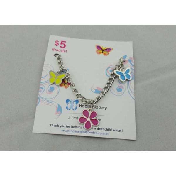 Buy Promotional Butterfly Bracelet Key Chain , Iron Stamped with Soft Enamel at wholesale prices