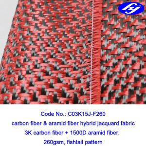 Plane Pattern Woven Aramid Fabric / High Strength Red Carbon Fiber Kevlar Cloth