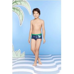 China Boys` Navy Blue And Green Octopus Print Swim Trunks - Polvo on sale