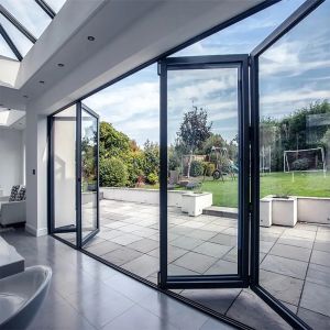 Aluminium Bi-fold Patio Folding Glass Doors Outswing Can Be Upgraded To Triplex