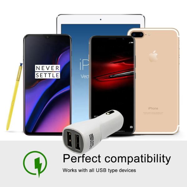 12W 5V 2.4A Fast Car Phone Charger Dual USB Quick Charge Car Adapter