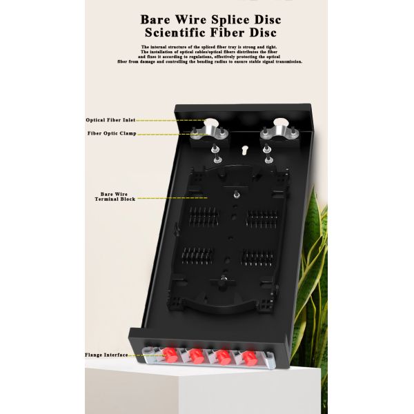 Rongbang Fiber Optic Terminal Box FC 4 Ports 4 Cores Rack Mount Single Mode Full Loaded
