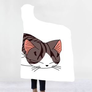 Cartoon cat series children's adult hooded blanket velvet fabric rectangular