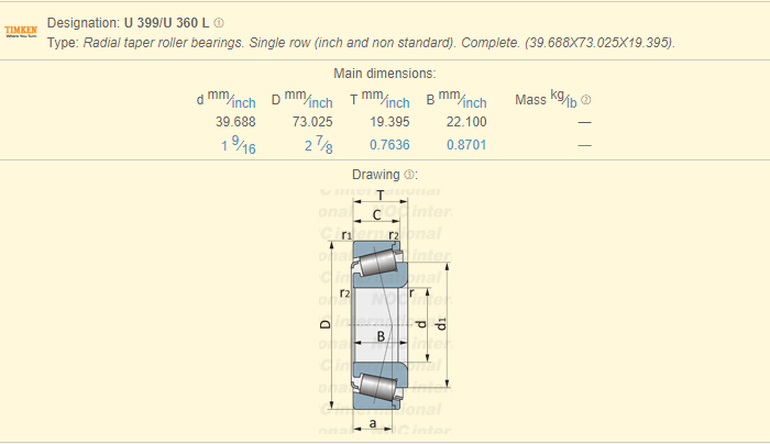 Inch Size U399/U360L Tapered Roller Bearing for Automobile Wheel Hub