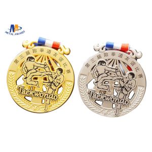 Soft Enamel Zinc Alloy Taekwondo Medal 76.2*3MM