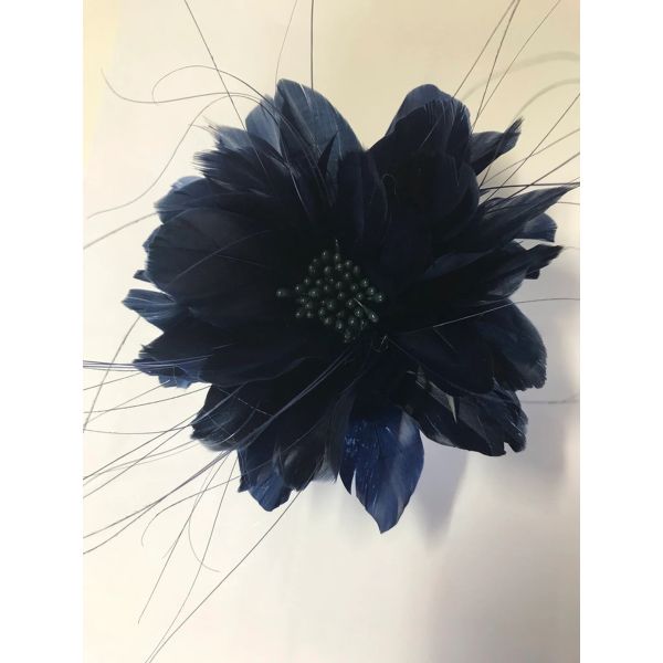 Dyed Patterned Goose Feather Flower Mount with Wire Accessory