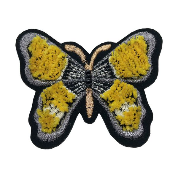 Buy Wholesale black flocking Beaded Butterfly Brush Patch For Jeans at wholesale prices