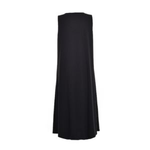 Black Color Women's Plus Size Long Straight Dresses Without Sleeve