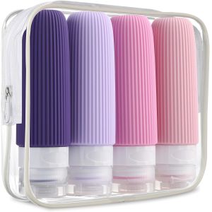Purple Leak Proof Silicone Travel Bottles Set Reusable 3oz