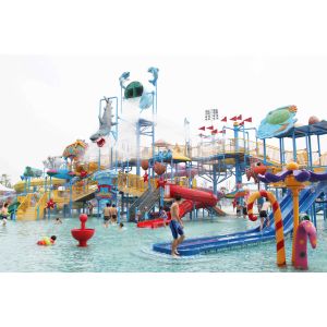Pirate Ship Water Theme Park Aqua Playground With Steel Structure