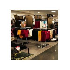 Quality Chorme Metal Floor Standing Garment Display Stand Two Ways Easy Assembly For Retail Shop for sale