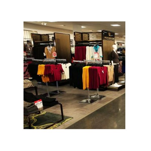 Chorme Metal Floor Standing Garment Display Stand Two Ways Easy Assembly For Retail Shop