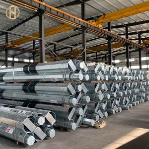 China Hot Roll Galvanized Metal Power Pole 33KV Class 2 1050daN 11.8m 4mm on sale