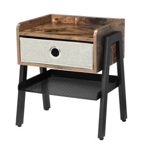 Particleboard Nightstands, Bedside Table, Nightstands with Fabric Drawer,