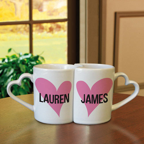 Unique 300ML love Couples Coffee Mugs With Heart Shape Handle
