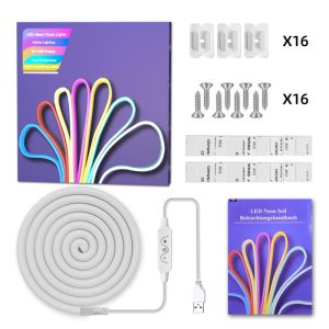 Single Color Warm White Silicone Neon Light Strip Set 5v 120 Lights/1m Dimming