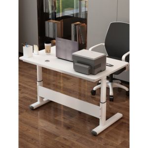 PANEL Wood Style Hand Crank Height Adjustable Computer Gaming Desk for Living