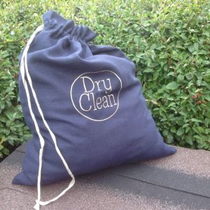 Dark Navy Linen Satin Strings Bpa Free Laundry Drawstring Bag