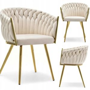Modern Velvet Upholstered Dining Chair with Gold Metal Legs