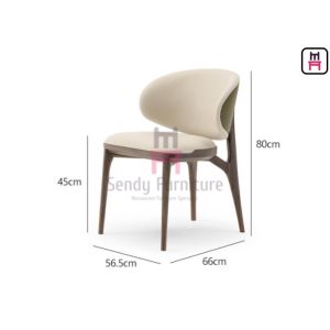 Shell Shape Upholstered Leather Chair With Ash Wood Structure