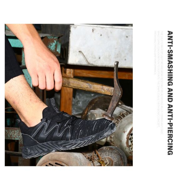 Breathable Work Shoes Flying Knit Safety Shoes Comfortable Safety Shoes Construction Work Shoes For Summer