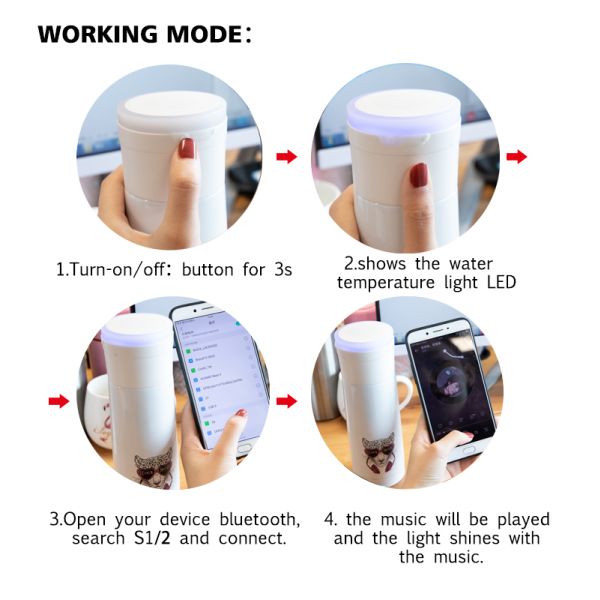 Etsy Best Sell Waterproof Speaker Music Tumbler, Innovation Smart Double Wall Stainless Steel Insulated Tumbler