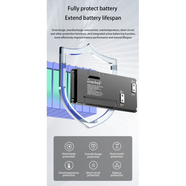 Enerkey BMS Protection Electric Vehicles Smart Bms 16S 17S 18S 19S 20S 21S 22S 23S 24S 100A 200A 300A with 8A Active Balance