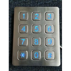 3X4 vandal resistance stainless steel back lighted numeriic keypad