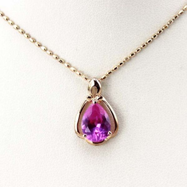 Women Jewelry 18K Rose Gold Plated 925 Silver 8mmx10mm Pear Pink Cubic Zircon Pendant(PSJ0421)