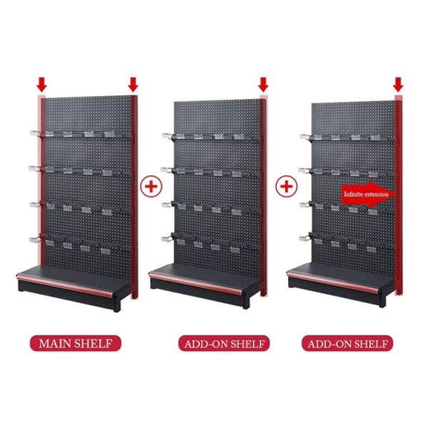 Cold Rolled Steel Supermarket Display Shelving With Customized Logos And Stable Structure