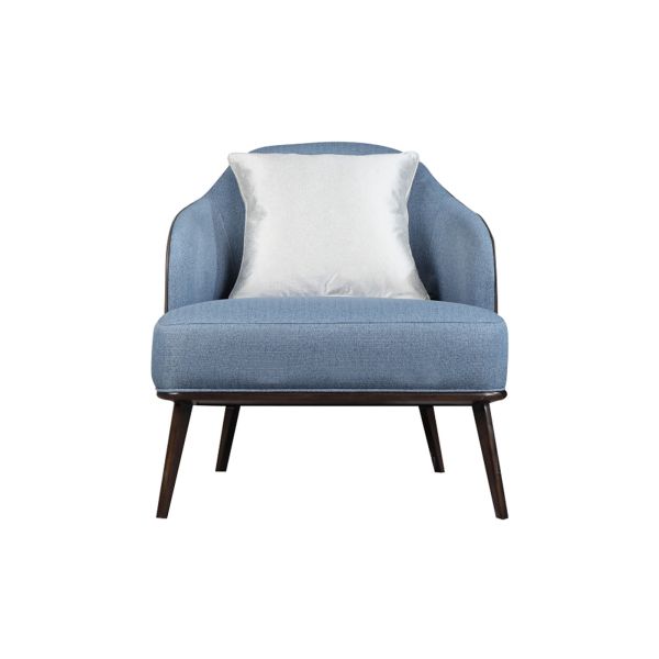 Customzied hotel furniture Walnut wood leisure sofas mixed Fabric with Leather upholstered cushion