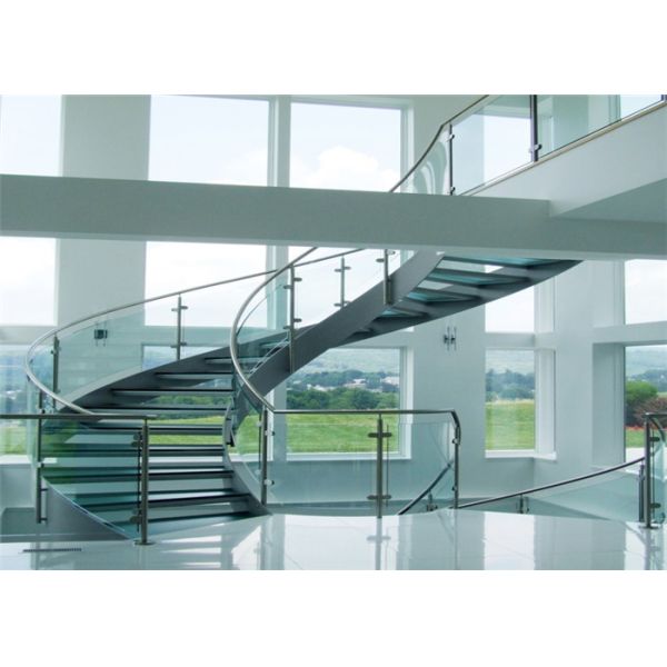 Buy Stainless Steel Curved Building Curved Stairs Modern Round Glass Staircase at wholesale prices