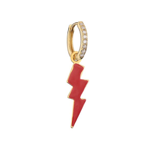 Buy CZ Lightning Bolt Hoop Earrings OEM Classic Gold Plated Enamel Earring at wholesale prices