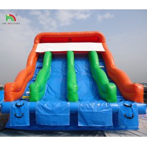 Quality Inflatable Water Pool Red Closed Double Slides Children Bounce House Commercial Water Closed Slide Swimming Pool for sale