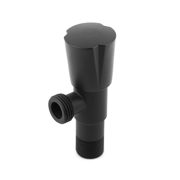 Heavy Duty SS304 Brushed Angle Valve Black 1/2"X3/4" Square Body