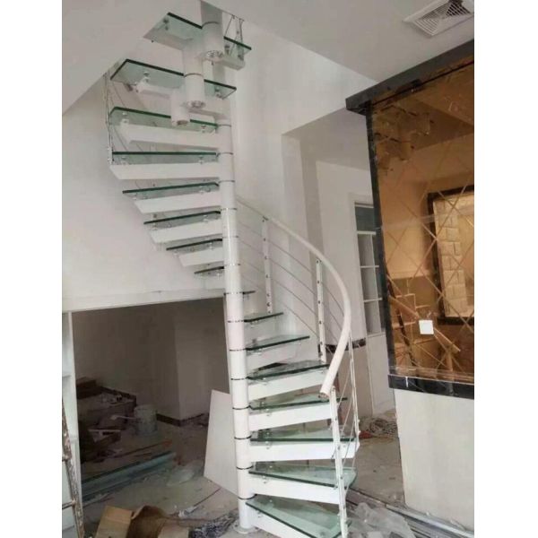 Spiral StaircaseVH02S Spiral Stainless Steel Stair Tread Beech Glass Handrail