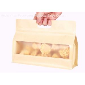 Brown Kraft Packaging Bags Recycled Zipper Top Embossing Surface Handling