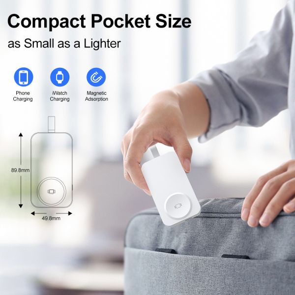 2500mAh Wireless Charging Power Bank For IWatch Series With 2-8mm Charging Distance