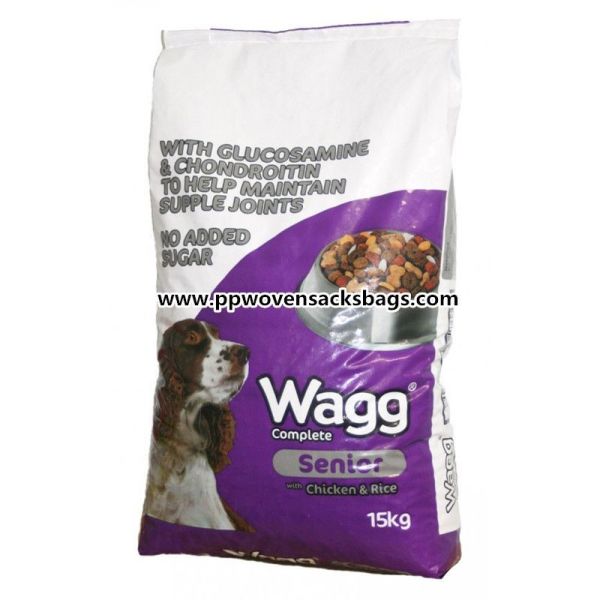 Woven Polypropylene Animal Feed Bags , Reusable Eco-friendly Dog Feed Packaging