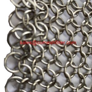 4x4 Inch Square Stainless Steel Chainmail Scrubber For Kitchen