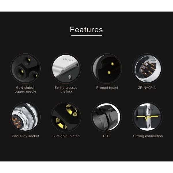 CNLINKO Manufacturer IP68 Waterproof 2 Pin Metal Male Female M16 Power Waterproof Plug Cable Socket Connector