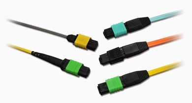 PVC Multimode MPO Jumper Push Pull Latching With High Precision Multifiber MT