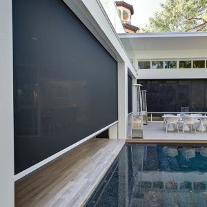 Facade Sunshade Polyester UV Coating Zip Track Blinds Wind Resistance