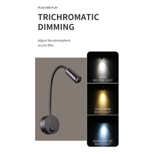 Led hose reading spotlight 220V Anglo American European wall spotlight led hose spotlight plug-in