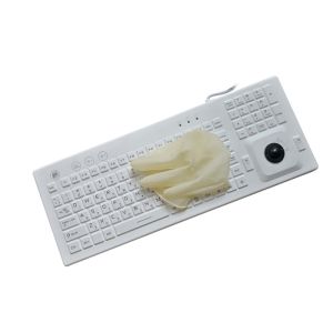Black / White Waterproof Computer Keyboard With Rollerball Mouse USB Interface
