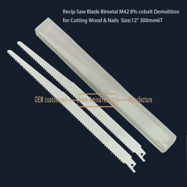 Recip Saw Blade Bimetal M42 8% cobalt Demolition for Cutting Wood & Nails Size:12" 300mm6T