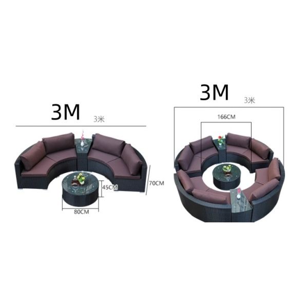Outdoor Leisure Courtyard Villa Garden Outdoor Arc-Shaped Combination Of Aluminum Alloy Waterproof And Sunscreen Rattan