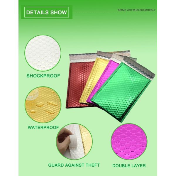 6x9 Colored Bubble Mailers , Foil Bubble Wrap Envelopes High Frequency Heat Seal